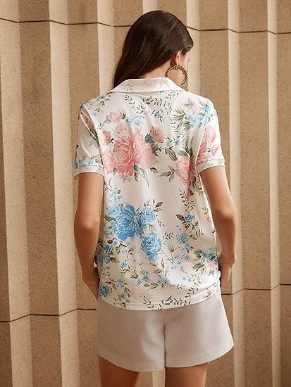 Tops for Woman | Spandex Top | T-Shirt | Tshirt | Western | for Jeans | Short Sleeve | Stretchable | Floral Printed - Image 2