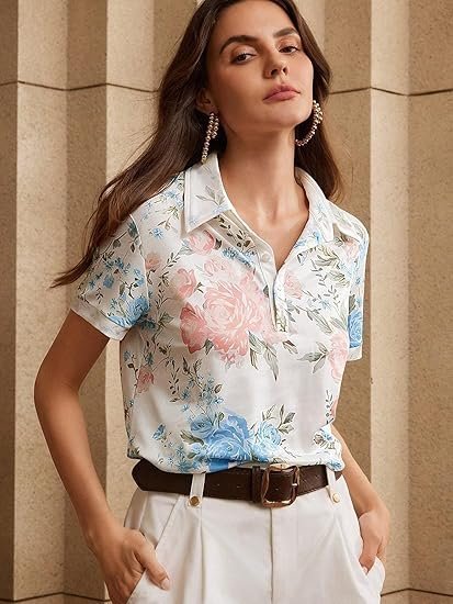 Tops for Woman | Spandex Top | T-Shirt | Tshirt | Western | for Jeans | Short Sleeve | Stretchable | Floral Printed - Image 3