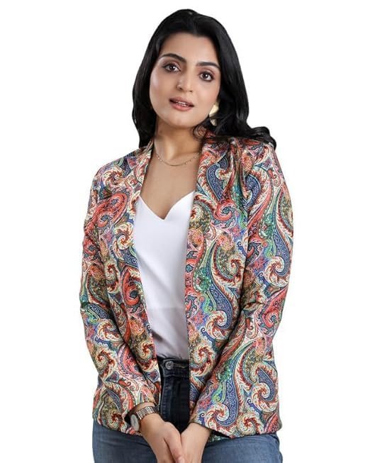 Chic Blazer for Women | Versatile Polyester Jacket Everyday to Special Occasions | All-Season Poly Rayon Jacket in Pink and Blue with Notched Collar, Full Sleeves, Regular Fit