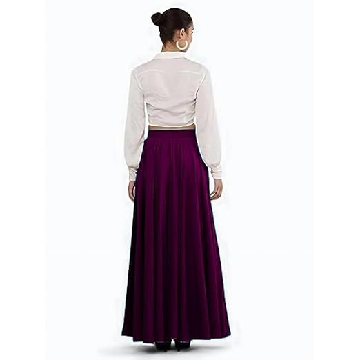 Women's American Crepe Blooming Flared Long Stitched A-line Flare Readymade Skirt Lehenga Ghaghra Multicolour Chaniya Choli 12 Meter Flare 40inch Height. - Image 4