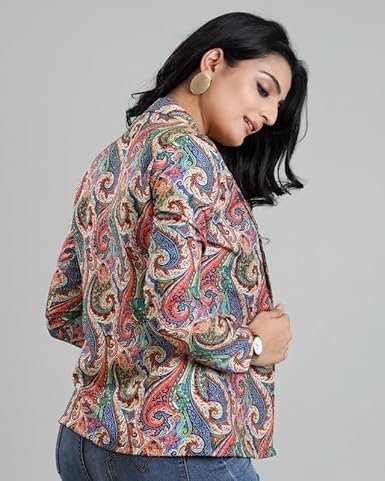 Chic Blazer for Women | Versatile Polyester Jacket Everyday to Special Occasions | All-Season Poly Rayon Jacket in Pink and Blue with Notched Collar, Full Sleeves, Regular Fit - Image 2