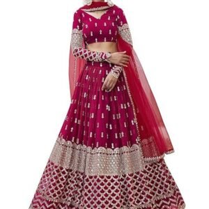 Women's Georgette Embroidered Fabric Sequins Zari Embroidered Semi-Stitched Lehenga Choli With Dupatta (300-Wedding-Bridal--New-Stylish)