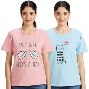 Women's Cotton Stretch Regular Fit Round Neck Half Sleeve T-Shirt