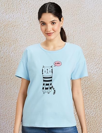 Women's Cotton Stretch Regular Fit Round Neck Half Sleeve T-Shirt - Image 3