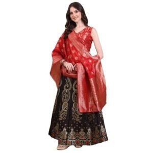 Women's Jacquard Self Designed Semi-Stitched Latest Lehenga Choli, Contemporary Indian Wear, Ethnic Bridal Lehenga, Wedding Saree Style Ensemble Dupatta