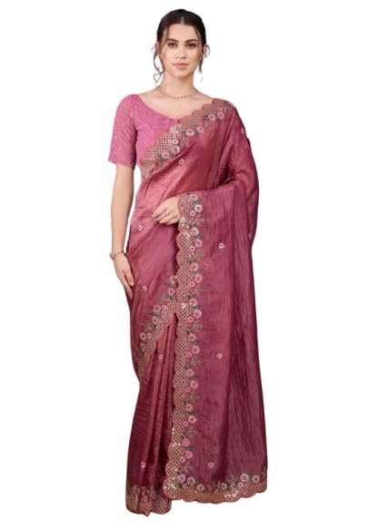 Saree For Women's And Girls Zimmy Chu Fabric With Heavy Sequins Embroidey Work Soft new ladies Design Wear Pattu Sarees Latest Sadi Party Sari wedding collections real modling