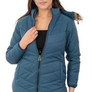 Women's Hooded Collar Jacket Full Sleeve Winter Wear Solid Quilted Neck Jacket for Women Girls