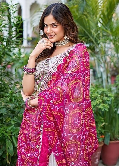 Women's Chinnon Sequins Embroidered Lehenga Choli With Dupatta Set (Peacock) - Image 3