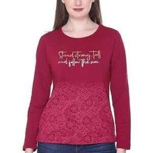 Women Cotton Full Sleeve Tshirt/top with Chest Print | Casual/College/Active wear | S-4XL Size