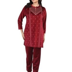 Women's Supersoft Velvet Printed Nightsuit for Winter wear