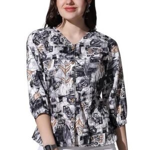Women's Polyester Blend Sugarcan Printed Tops|Casual Tops