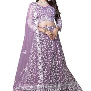 Lehenga set for Women Net Embroidered Semi Stitched Lehenga for Women Wedding Multi Niddle Work Ethnic Traditional Party Lehenga Choli with Dupatta | Free Size