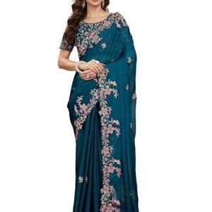 Women's Rangoli Silk Embroidery Saree with Unstitch Blouse Piece Saree for Women