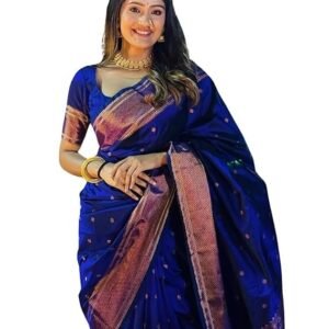 Women's Banarasi Saree Pure Kanjivaram Style Silk Saree With Blouse Piece for Wedding (BS09)