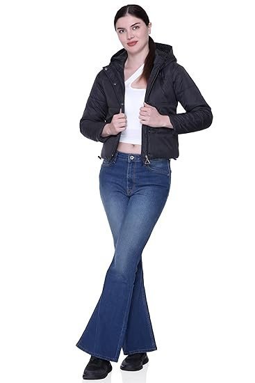 Hooded Crop Jacket for Women in Full Zipper || Stylish Jacket for Women Winter Wear with Hood || - Image 2