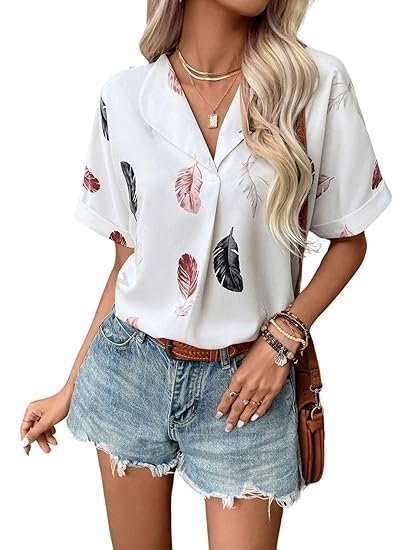 Women Crepe Oversized Shirt Korean Casual Short Sleeve Loose Fit Top | Summer Wear