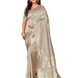 Women's Banarsi Silk Saree | Soft Banarasi Style Sari | Golden Meenakari Design & Zari Weaving Pallu |with unstiched Blouse Piece | for Festivals & Weddings