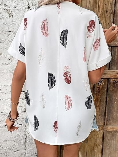 Women Crepe Oversized Shirt Korean Casual Short Sleeve Loose Fit Top | Summer Wear - Image 2