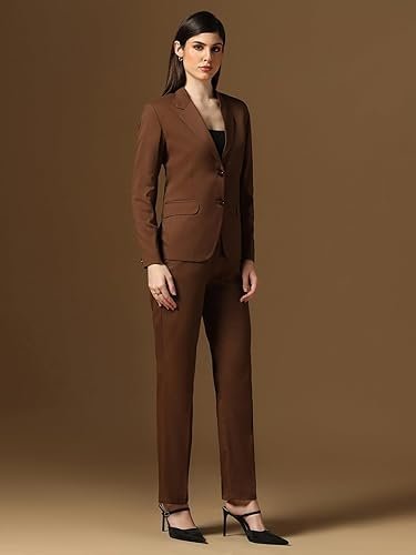 Long Sleeve Solid Color Blazer with Trouser for Women | Lapel Collar Suit Set - Image 4
