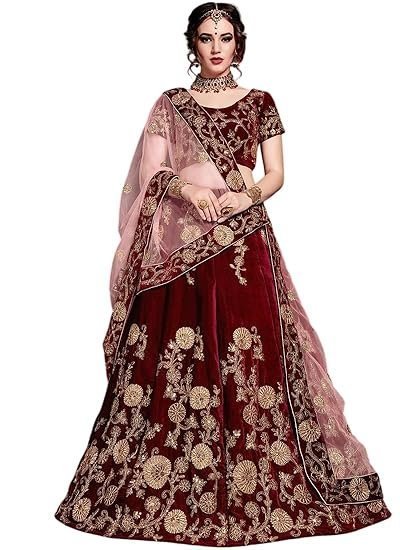 Women's Maroon Embroidered A Line Lehenga - Image 3