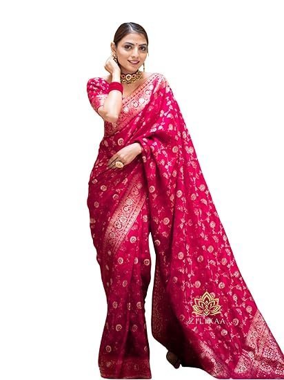 Women's Pure Kanjivaram Soft Silk Saree Banarasi Style Sarees For Wedding With Blouse Piece (Pari-165)