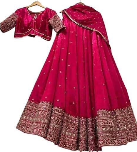 Stylish Chinon Embroidered Work Lehenga Choli semi stiched For Women| Bridal Wear Lehenga Choli