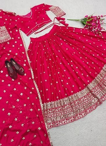Stylish Chinon Embroidered Work Lehenga Choli semi stiched For Women| Bridal Wear Lehenga Choli - Image 2