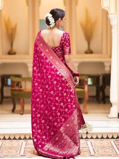 Women's Pure Kanjivaram Soft Silk Saree Banarasi Style Sarees For Wedding With Blouse Piece (Pari-165) - Image 3