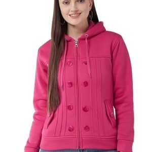 Casual Solid Full Sleeves Stylish Women Fleece Jacket with Zipper Hoodie II Hooded Neck II Winter Wear
