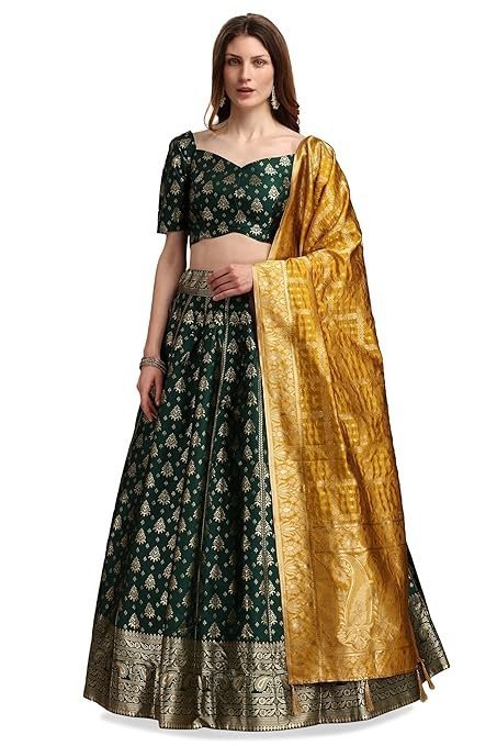 Women's Jacquard Semi-Stitched Lehenga choli (Trisha)