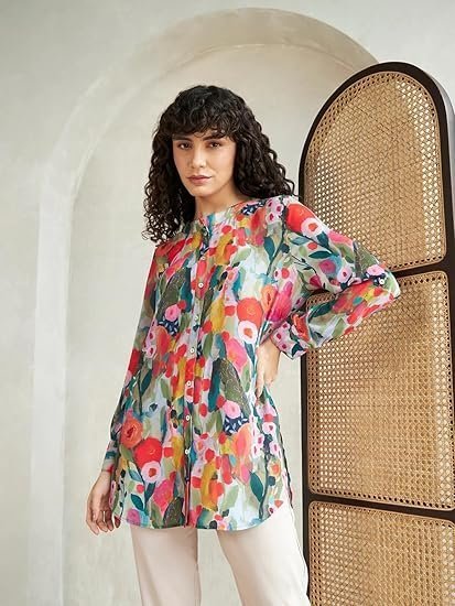 Women Rayon Shirts Korean Style Long Sleeve Oversized Button Down | Workwear Top for Office & Casual Wear - Image 2