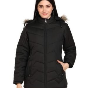 Nylon Regular Length Jacket For Girls Solid Color Women's Winter Jacket Stylish Quilted Regular Fit Full Sleeves Jacket