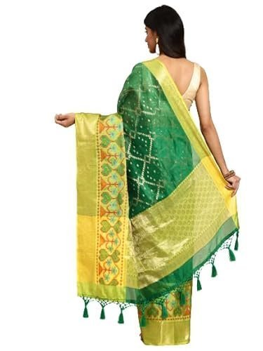 Women's Kanchipuram Silk Geomatric Saree and Unstitched Blouse Piece with Zari Woven | New Sarees Collection 2025 | SZ-IRA-GN-1575 - Image 2
