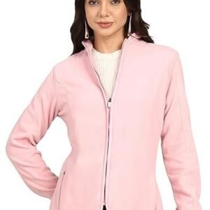 Women's Standing Collar Zipper Fleece Standard Length Jacket
