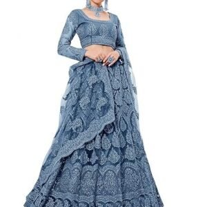 Women Net Letest Design Chain Embroderied Work Woman S Flered Semi-Stitched Lehenga Choli.(Semi Stitched)