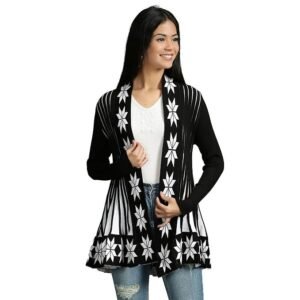 Women's Knitted Stretchable Cardigan Front-Open Full Sleeve Winter Long Shrug Jacket