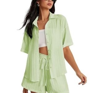 Women Stylish – Trendy Korean Summer Travel Outfit | Pajama Set For Women & Girl for Beach & Holiday Look | Korean Casual Night Suit 2 piece set