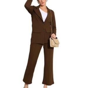 Women's Standard Length Co-Ord Set Lycra Blazer And Trouser Pant Set | Two Piece Co Ord Set | Office Wear Co Ord Set