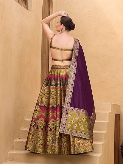Women's Kanjiwaram Semi-Stitched Lehenga choli - Image 4