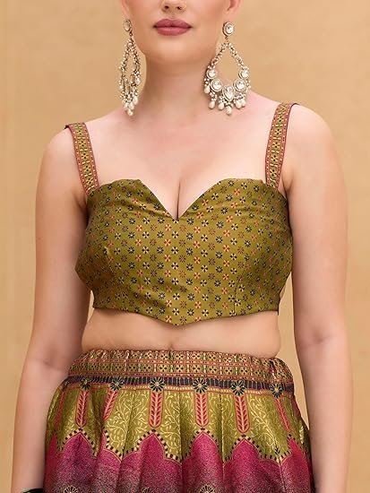 Women's Kanjiwaram Semi-Stitched Lehenga choli - Image 2
