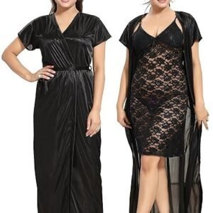 2 Pc Women's/Girls' Hot Night Robe and Night Slip