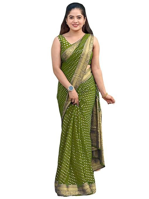 Women's Silk Weaving Kanjivaram Saree with Unstitched Blouse Piece