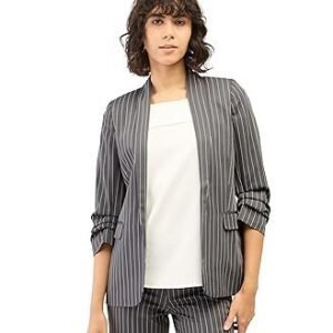 Spunky-Beige Brown Ruched Sleeve Blazer