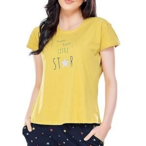 Women's Cotton Star Printed Night Suit set of Top & Shorts 5231