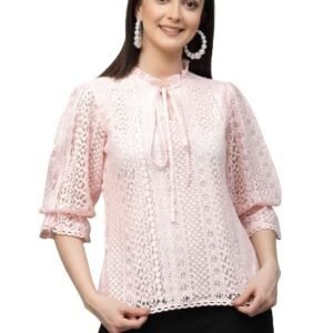 Women Summer Blue Lace Caual Top