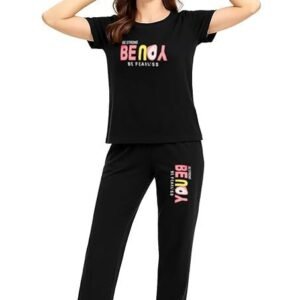 Cotton Night Suit for Women – Printed T-Shirt & Pajama | Soft & Stylish Co-ord Set, Nightwear & Travel