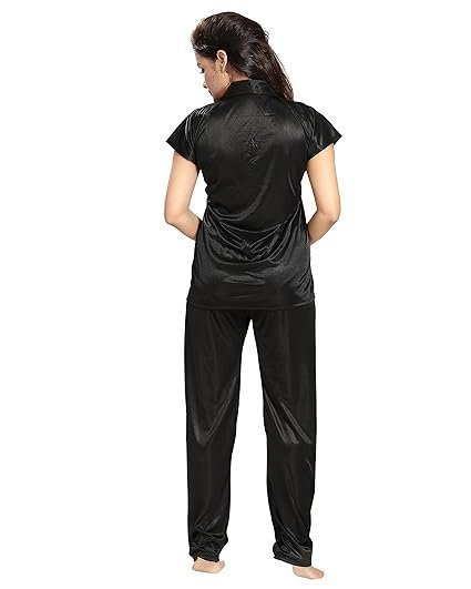 Women's Plain Satin Night Suit (Shirt and Pyjama) - Image 5