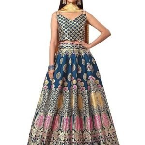 Women's Jacquard Semi-Stitched Lehenga choli(Chahat)