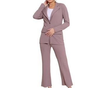 Set for Women|Collared Neck Co-ord Set for Women| Blazer and Trouser|Solid Co-ord Set|Coat and Pant|2 Piece|Formal Co-ord Set for Women| Lycra Co-ord Set