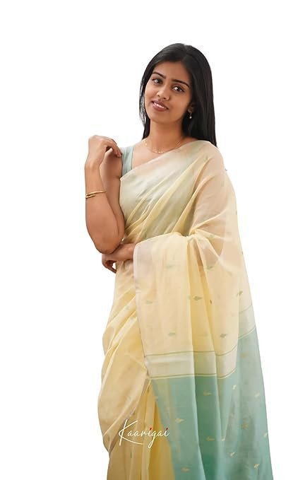 Women's Pure Soft Kanjivaram Cotton Silk Saree Banarasi Style With Blouse Piece for Wedding (Cotton-Lavender)